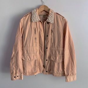 SOLD Pink Pearl Collar Jacket with Soft Warmth Liner